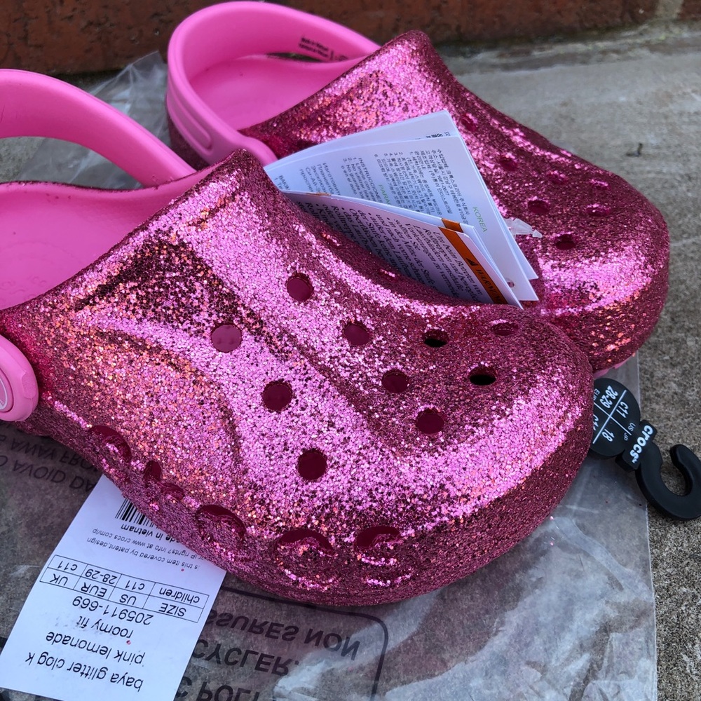 Crocs Kids Baya Glitter Clogs Pink-New - Picture 5 of 11